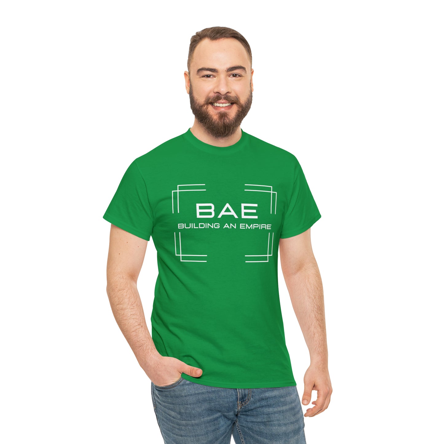 BAE Building An Empire Unisex Heavy Cotton Tee -White Silver Letters - Square