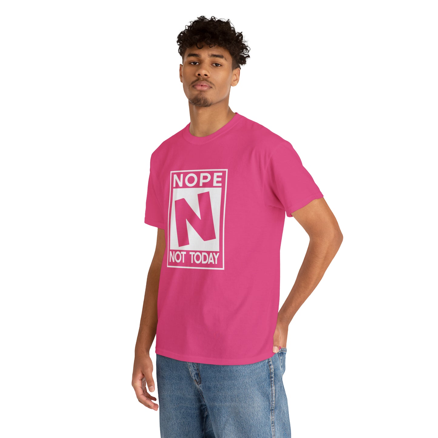 Nope Not Today rated N Unisex Heavy Cotton Tee - Wht Print