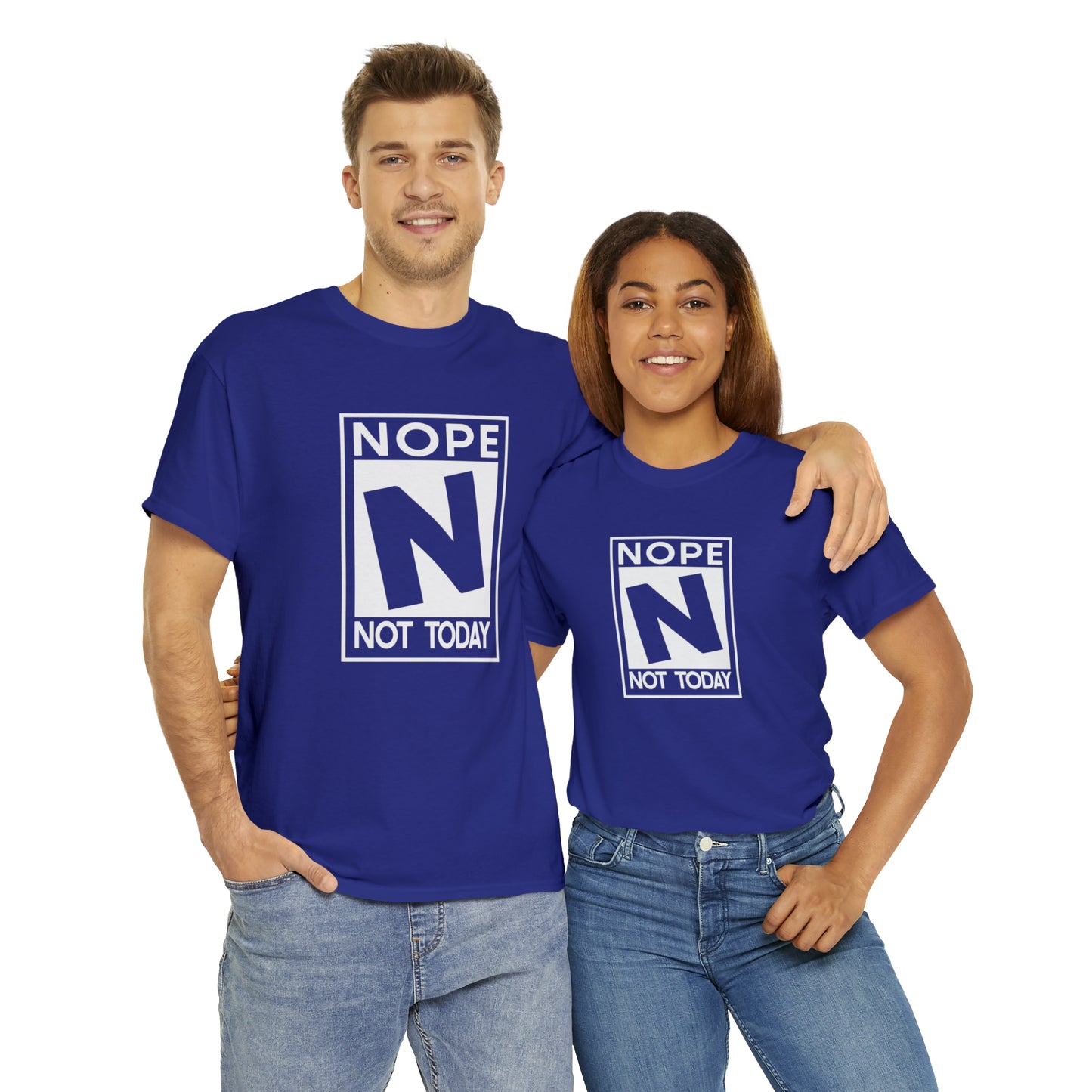 Nope Not Today rated N Unisex Heavy Cotton Tee - Wht Print