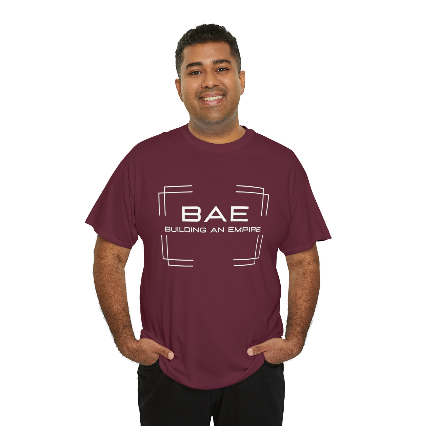 BAE Building An Empire Unisex Heavy Cotton Tee -White Silver Letters - Square