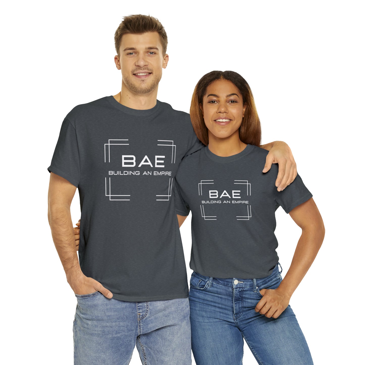 BAE Building An Empire Unisex Heavy Cotton Tee -White Silver Letters - Square