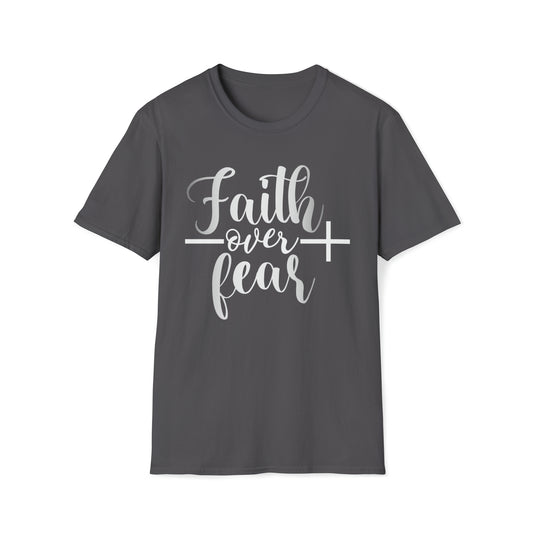 Faith Over Fear Unisex Softstyle T-Shirt - Silver Print