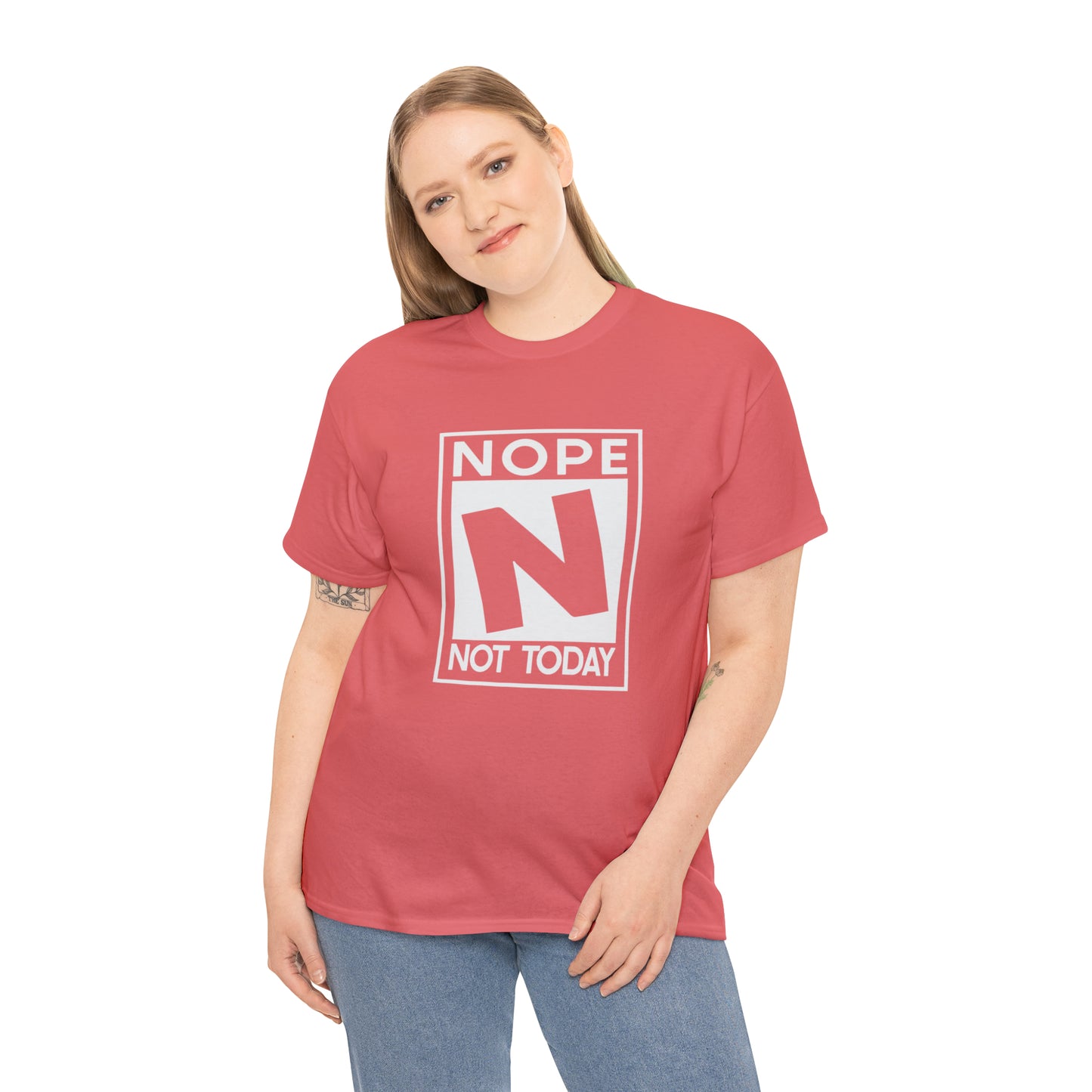 Nope Not Today rated N Unisex Heavy Cotton Tee - Wht Print