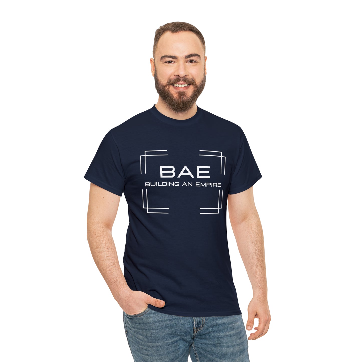 BAE Building An Empire Unisex Heavy Cotton Tee -White Silver Letters - Square