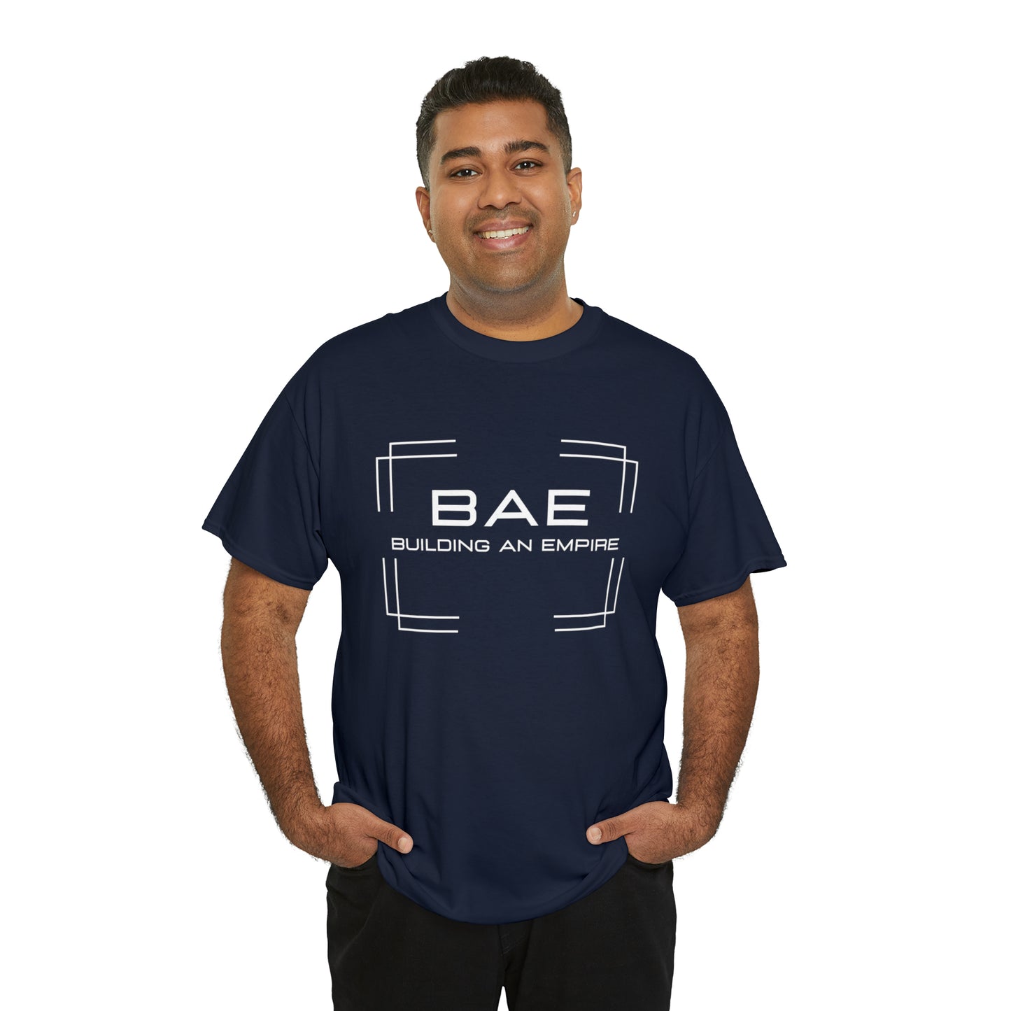 BAE Building An Empire Unisex Heavy Cotton Tee -White Silver Letters - Square