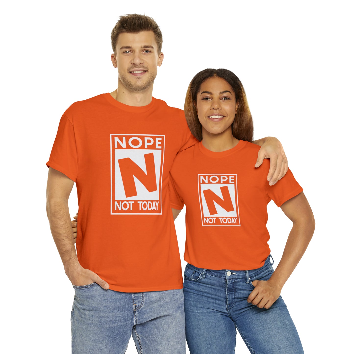 Nope Not Today rated N Unisex Heavy Cotton Tee - Wht Print