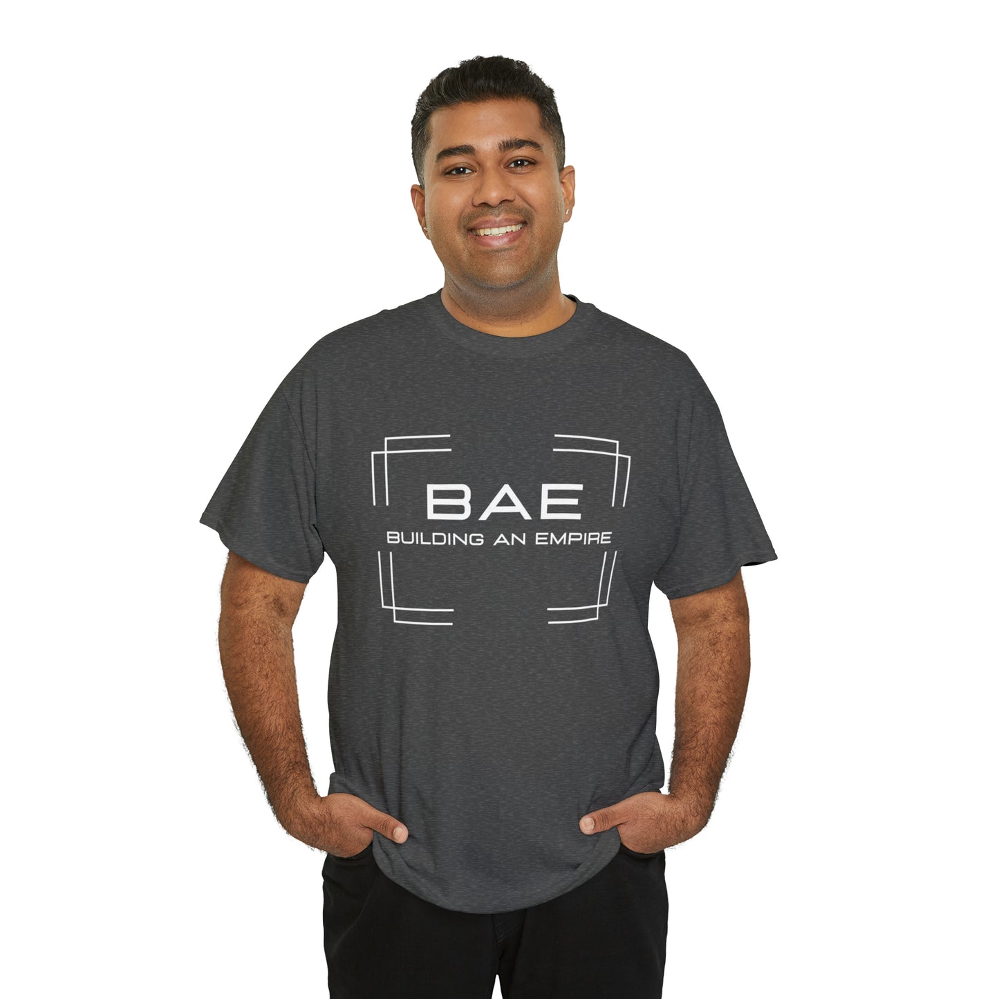 BAE Building An Empire Unisex Heavy Cotton Tee -White Silver Letters - Square