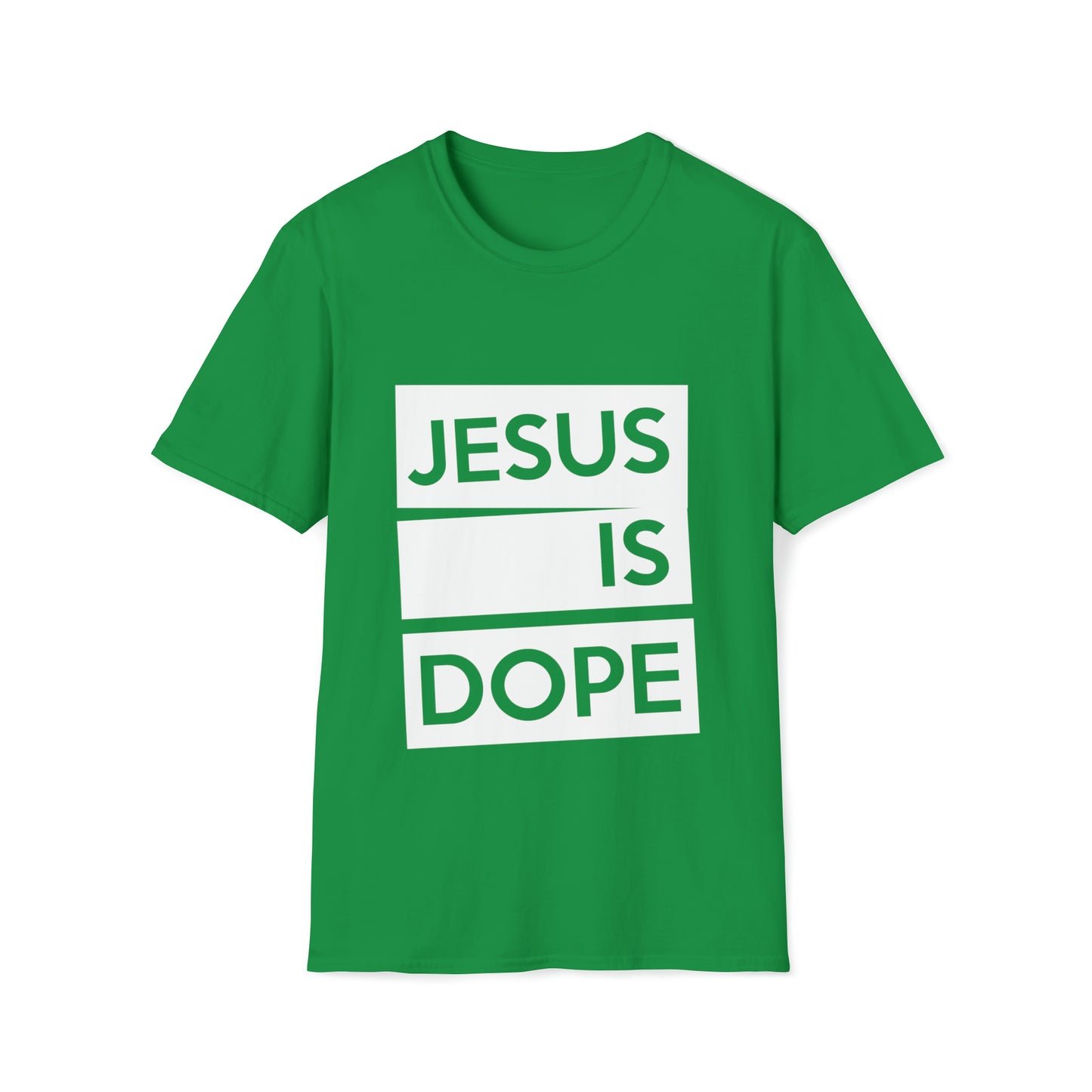 Jesus is Dope Inspirational Unisex Softstyle T-Shirt - White Print