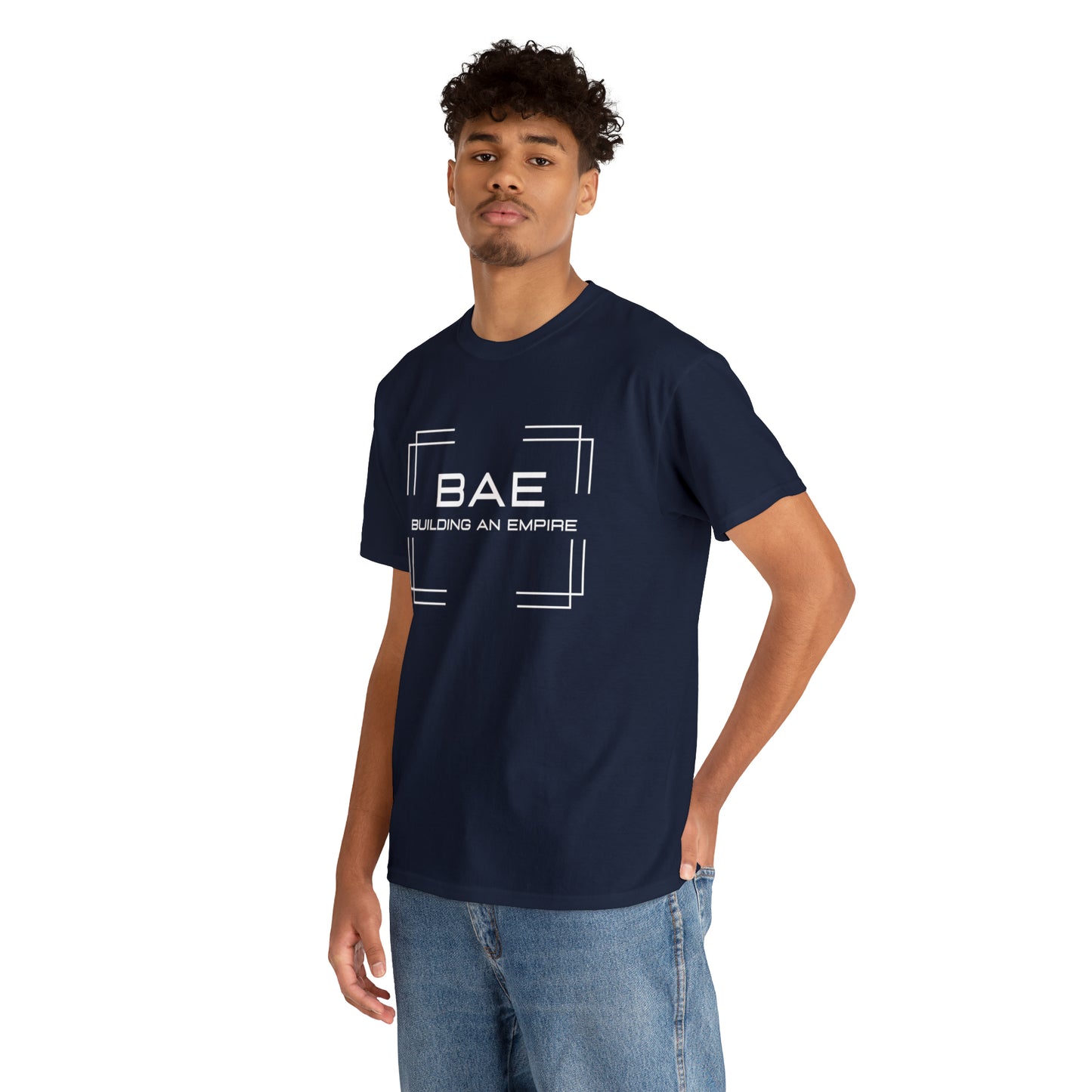 BAE Building An Empire Unisex Heavy Cotton Tee -White Silver Letters - Square