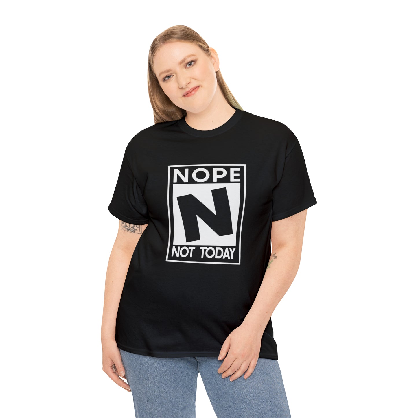 Nope Not Today rated N Unisex Heavy Cotton Tee - Wht Print