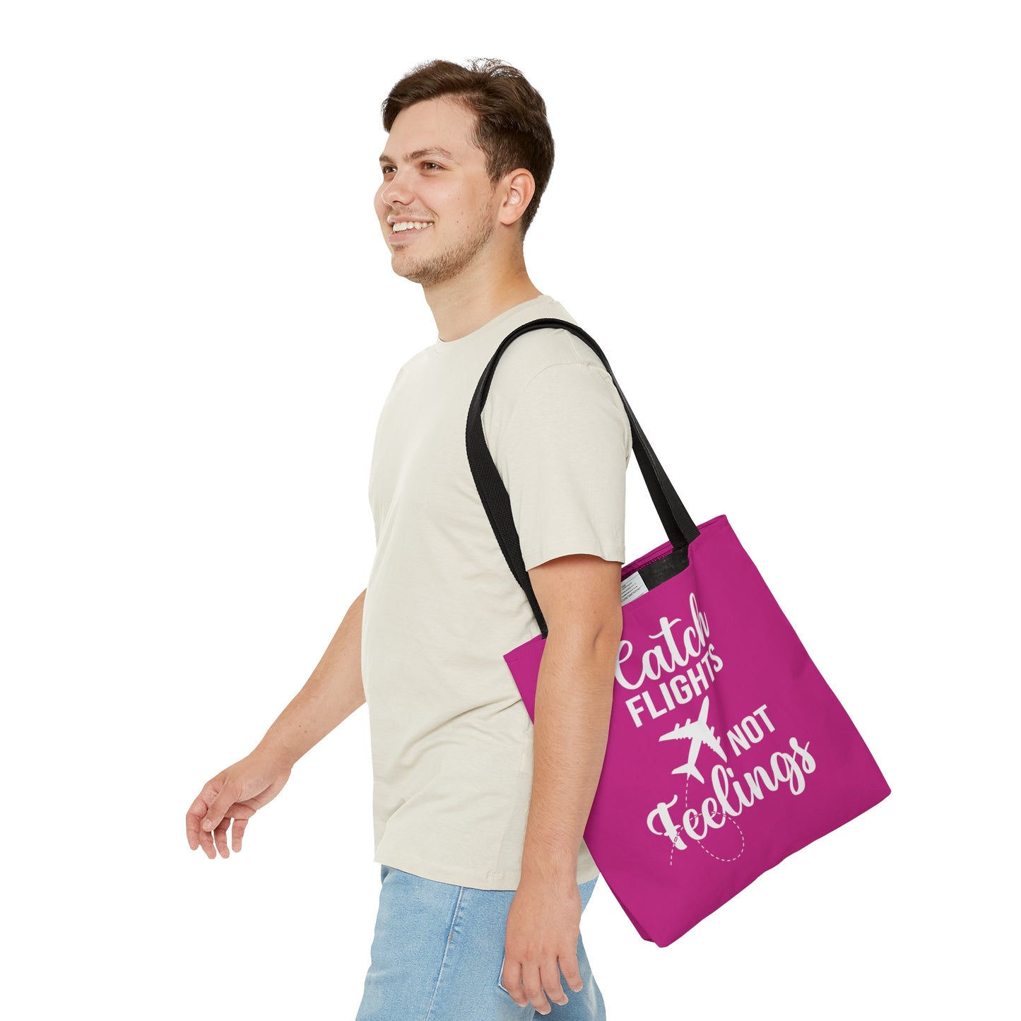 Catch Flights Not Feelings Tote Bag - Hot Pink