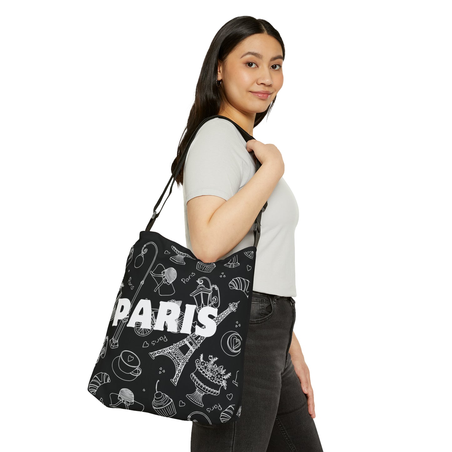 Paris France Travel All-Over-Print Adjustable Tote Bag