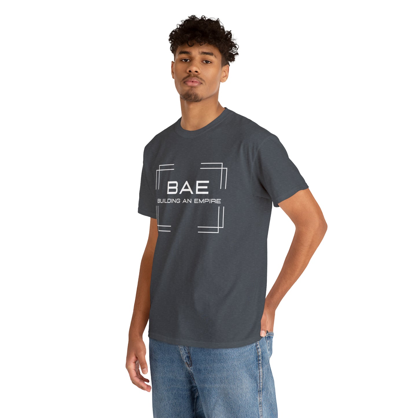 BAE Building An Empire Unisex Heavy Cotton Tee -White Silver Letters - Square