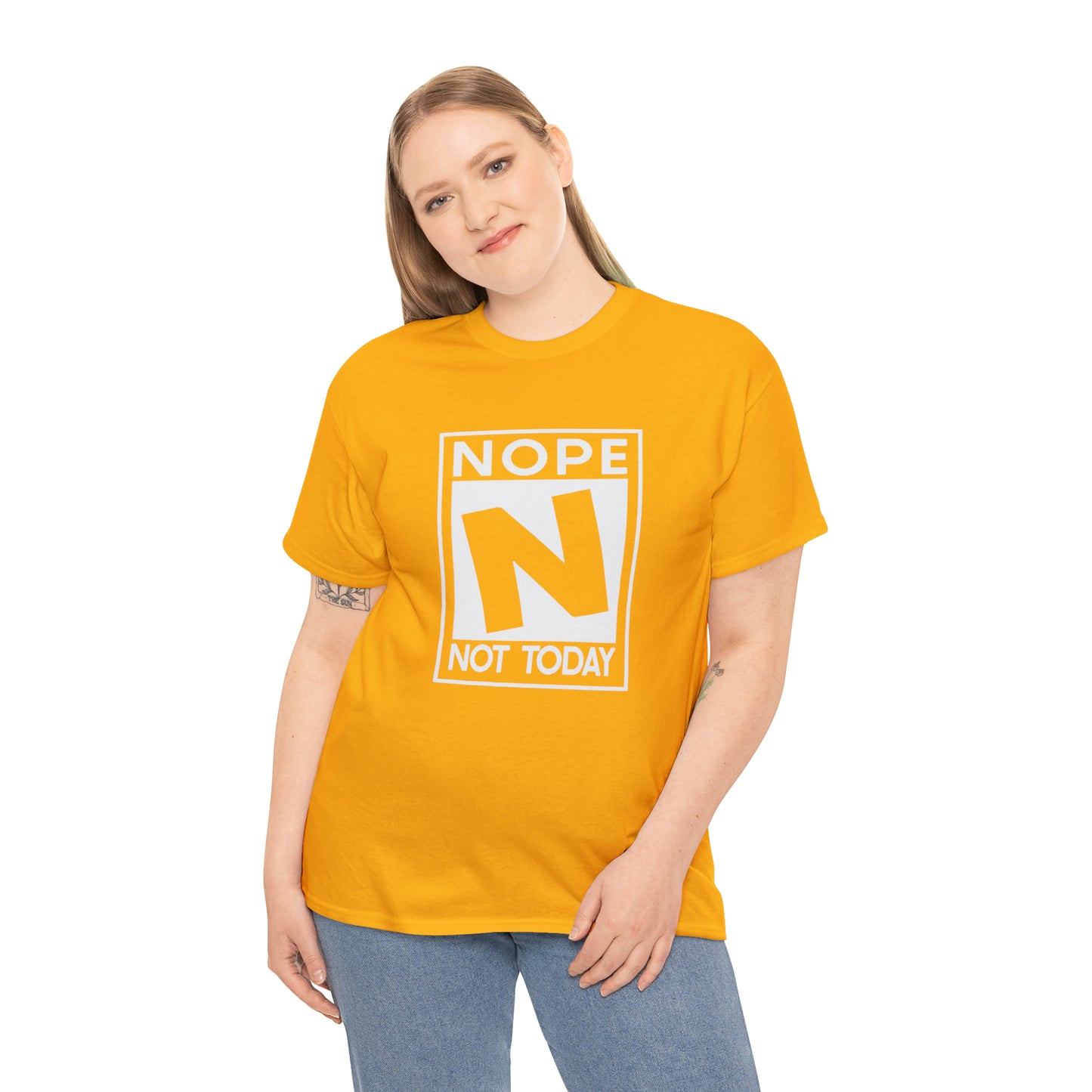 Nope Not Today rated N Unisex Heavy Cotton Tee - Wht Print