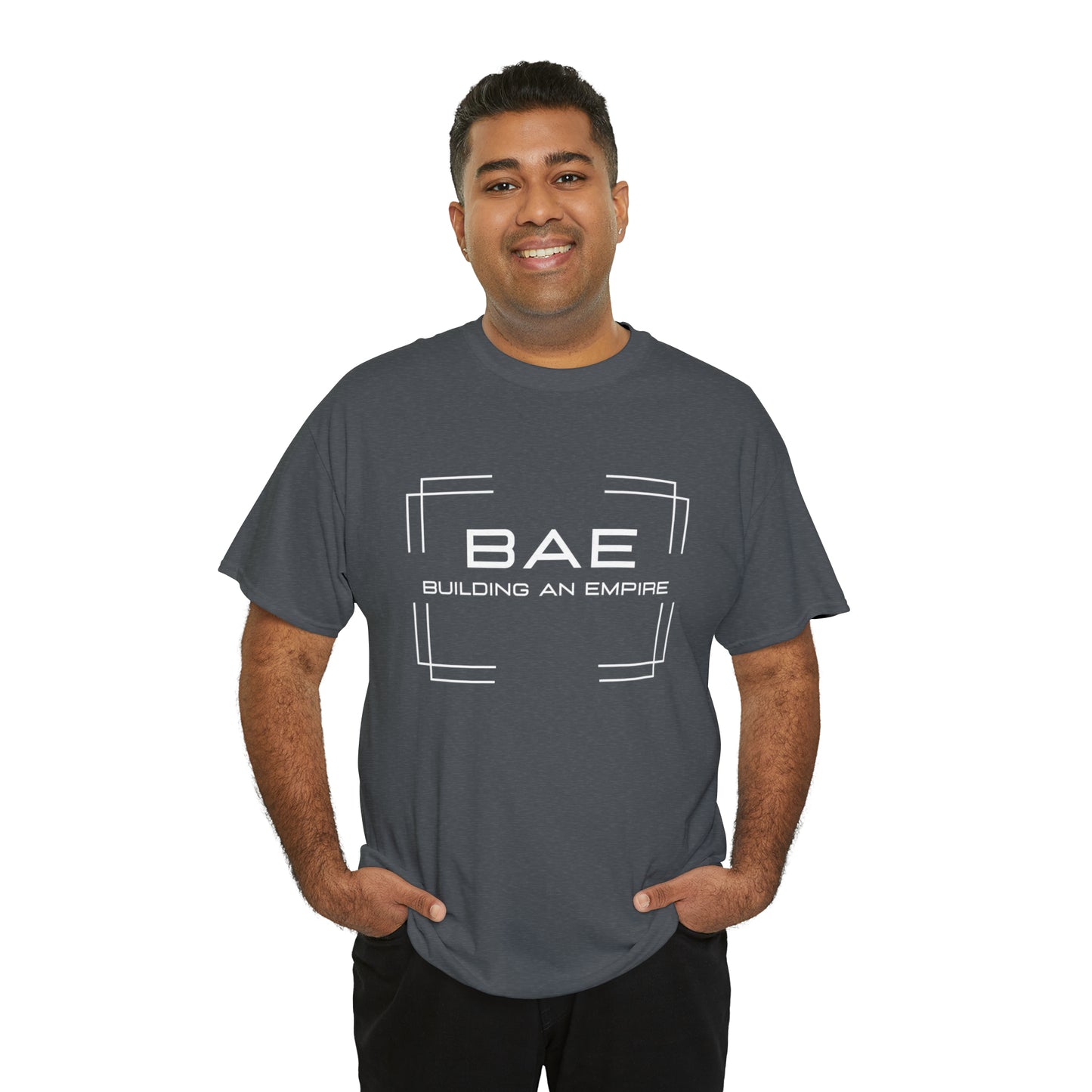 BAE Building An Empire Unisex Heavy Cotton Tee -White Silver Letters - Square