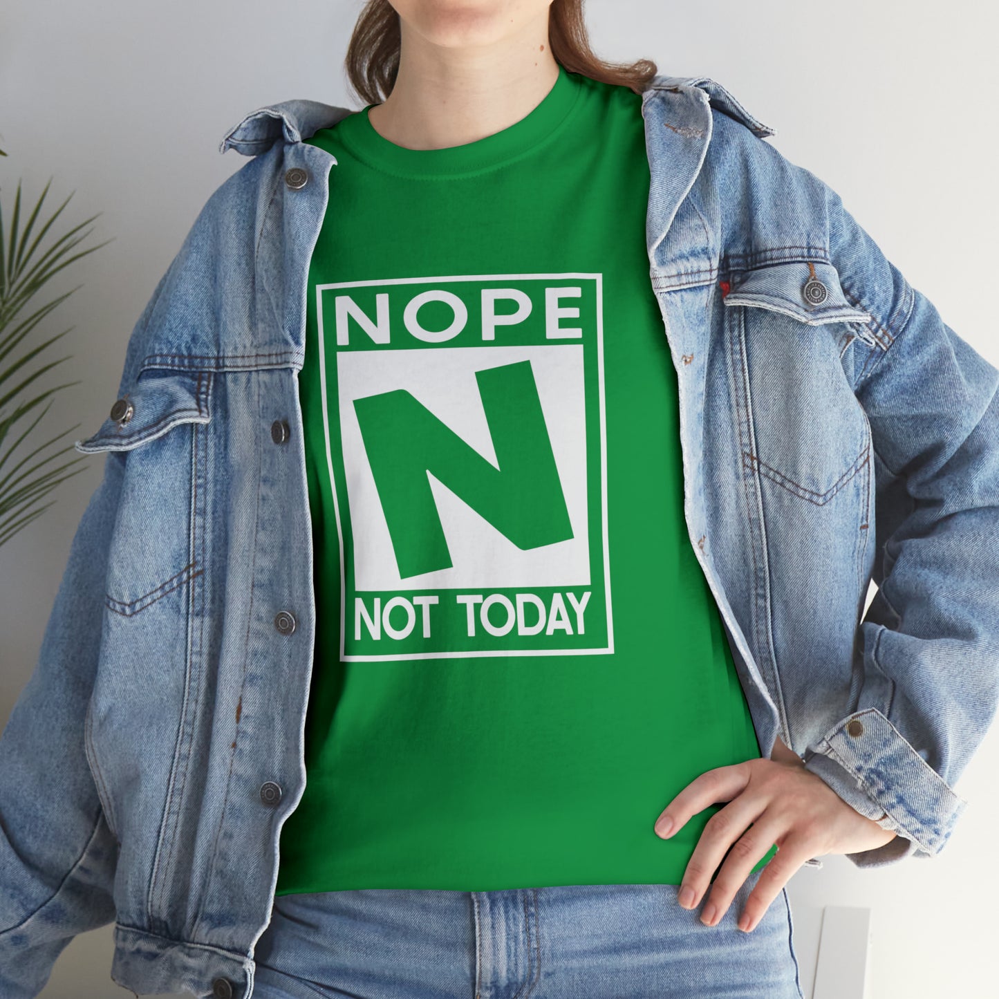 Nope Not Today rated N Unisex Heavy Cotton Tee - Wht Print