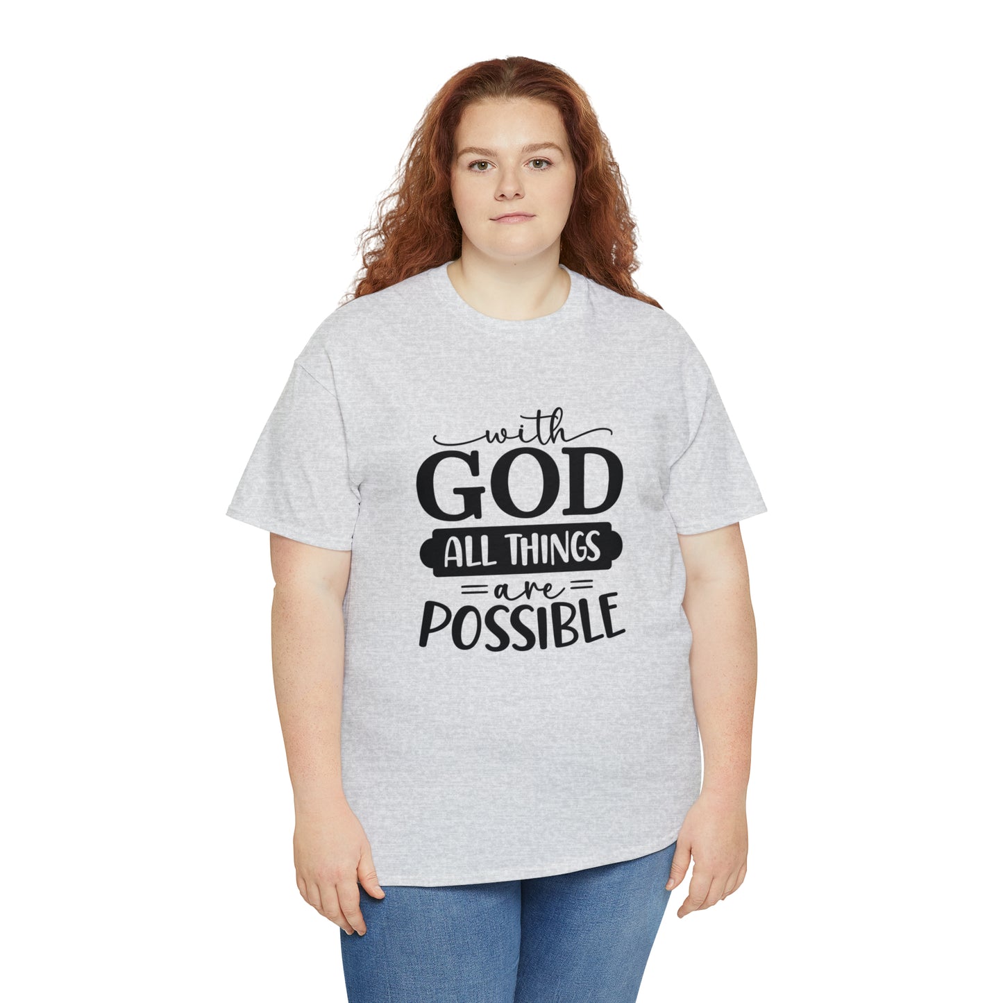 With God All Things Are Possible Unisex Heavy Cotton Tee - Black Print