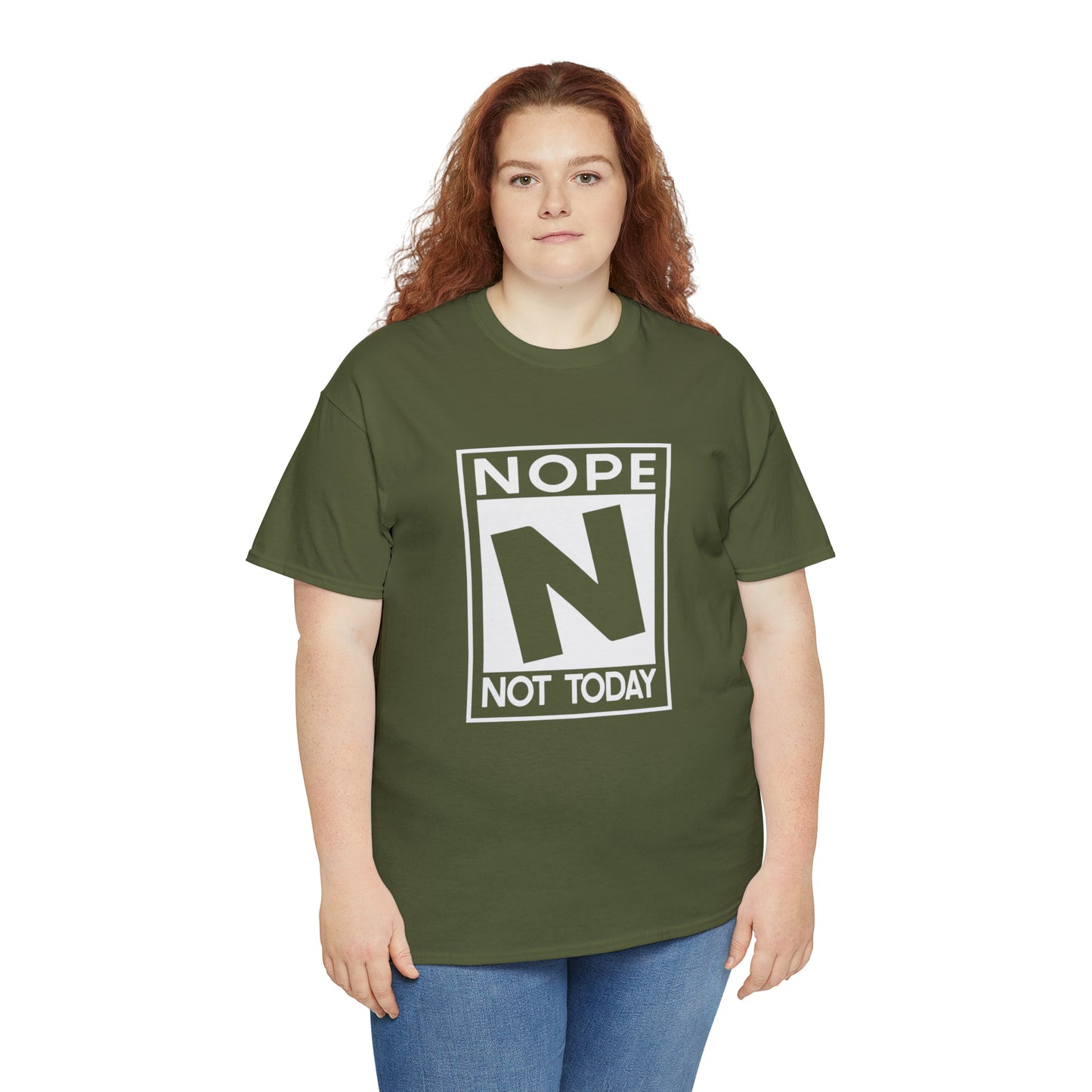 Nope Not Today rated N Unisex Heavy Cotton Tee - Wht Print