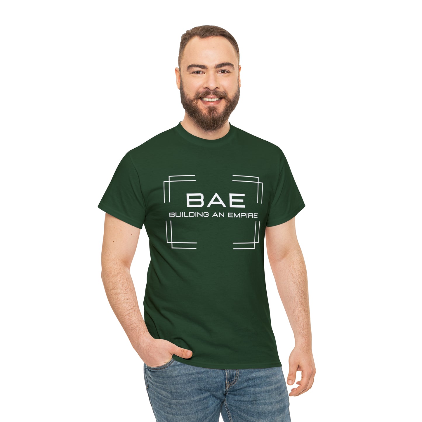 BAE Building An Empire Unisex Heavy Cotton Tee -White Silver Letters - Square