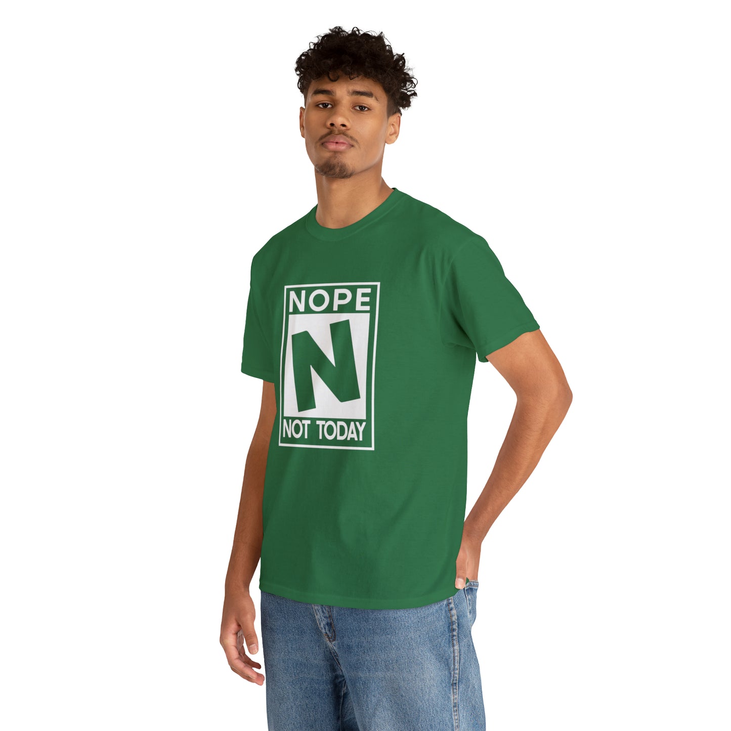 Nope Not Today rated N Unisex Heavy Cotton Tee - Wht Print