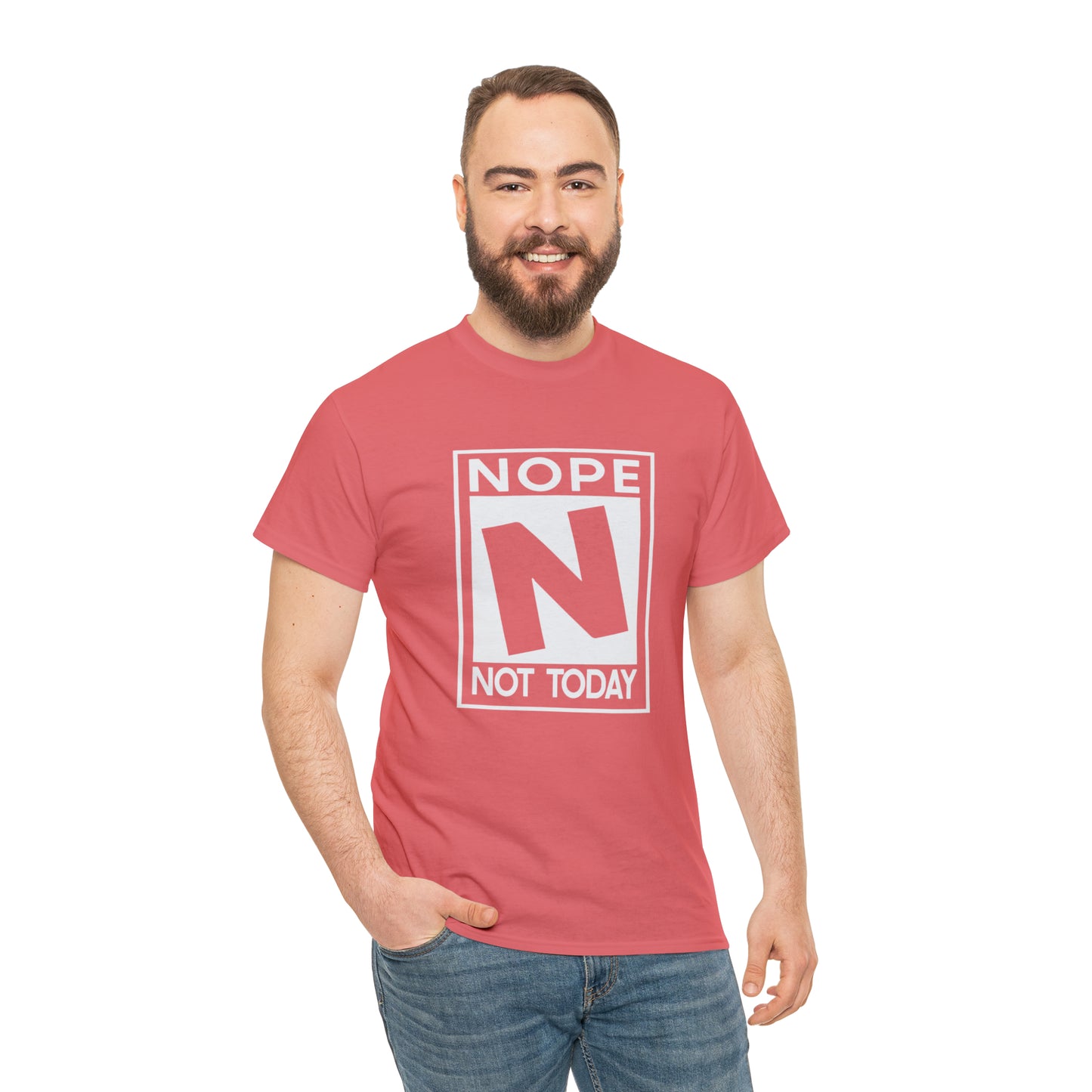 Nope Not Today rated N Unisex Heavy Cotton Tee - Wht Print