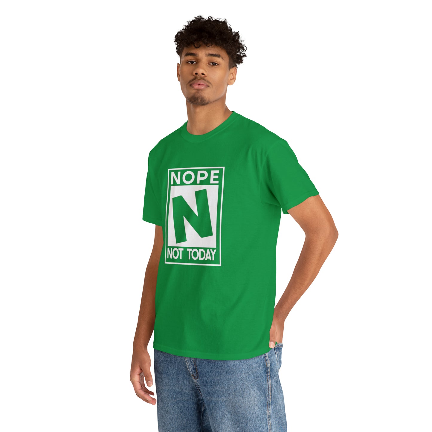 Nope Not Today rated N Unisex Heavy Cotton Tee - Wht Print