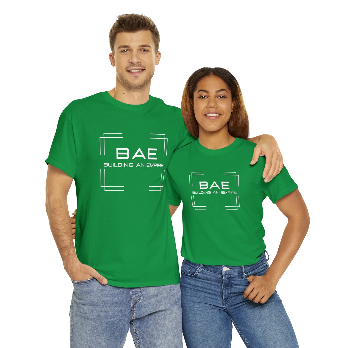 BAE Building An Empire Unisex Heavy Cotton Tee -White Silver Letters - Square