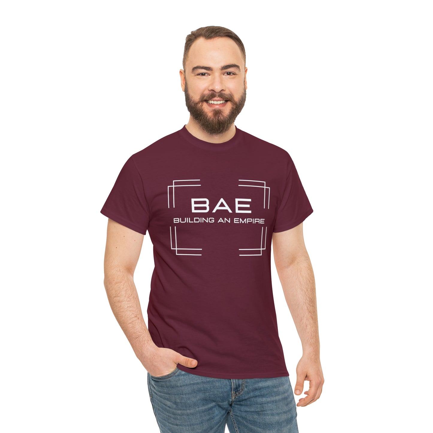 BAE Building An Empire Unisex Heavy Cotton Tee -White Silver Letters - Square