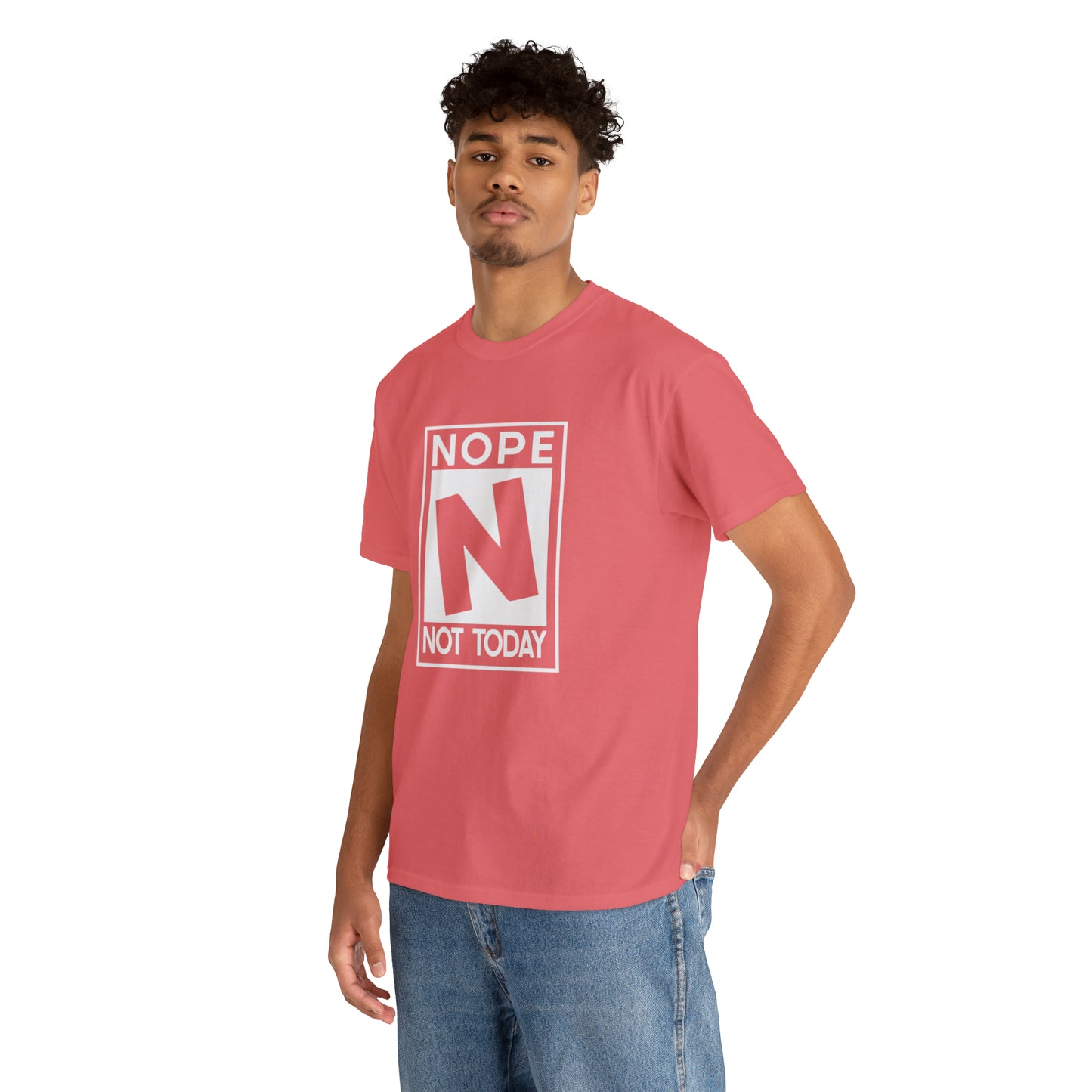 Nope Not Today rated N Unisex Heavy Cotton Tee - Wht Print