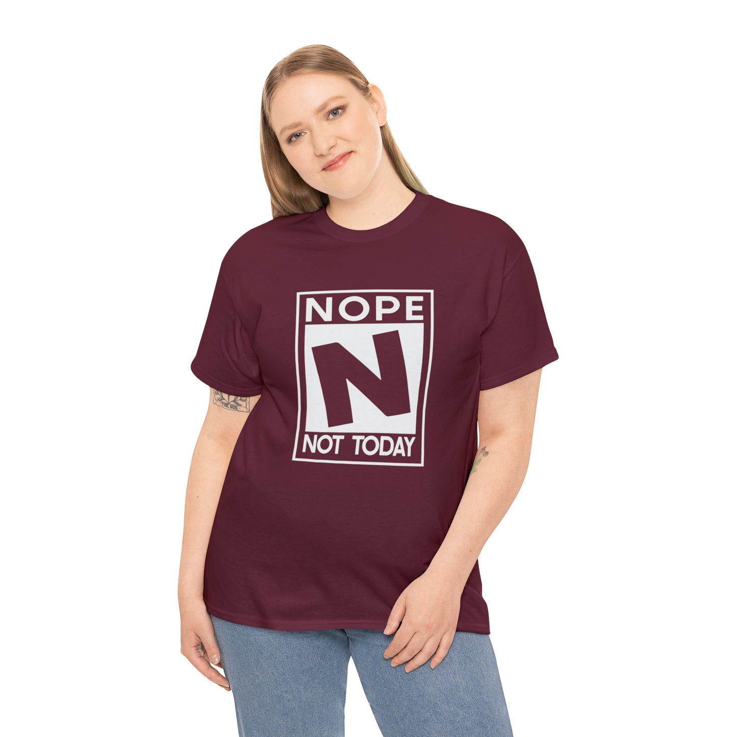 Nope Not Today rated N Unisex Heavy Cotton Tee - Wht Print