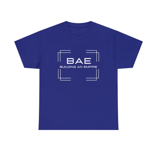 BAE Building An Empire Unisex Heavy Cotton Tee -White Silver Letters - Square