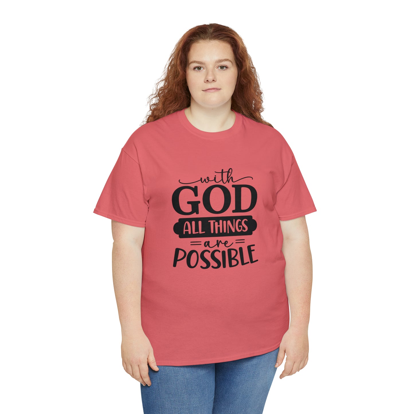 With God All Things Are Possible Unisex Heavy Cotton Tee - Black Print