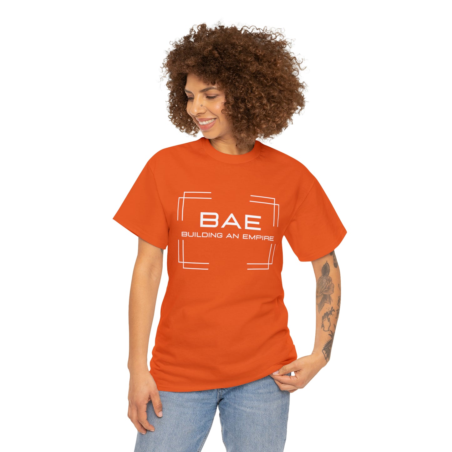 BAE Building An Empire Unisex Heavy Cotton Tee -White Silver Letters - Square