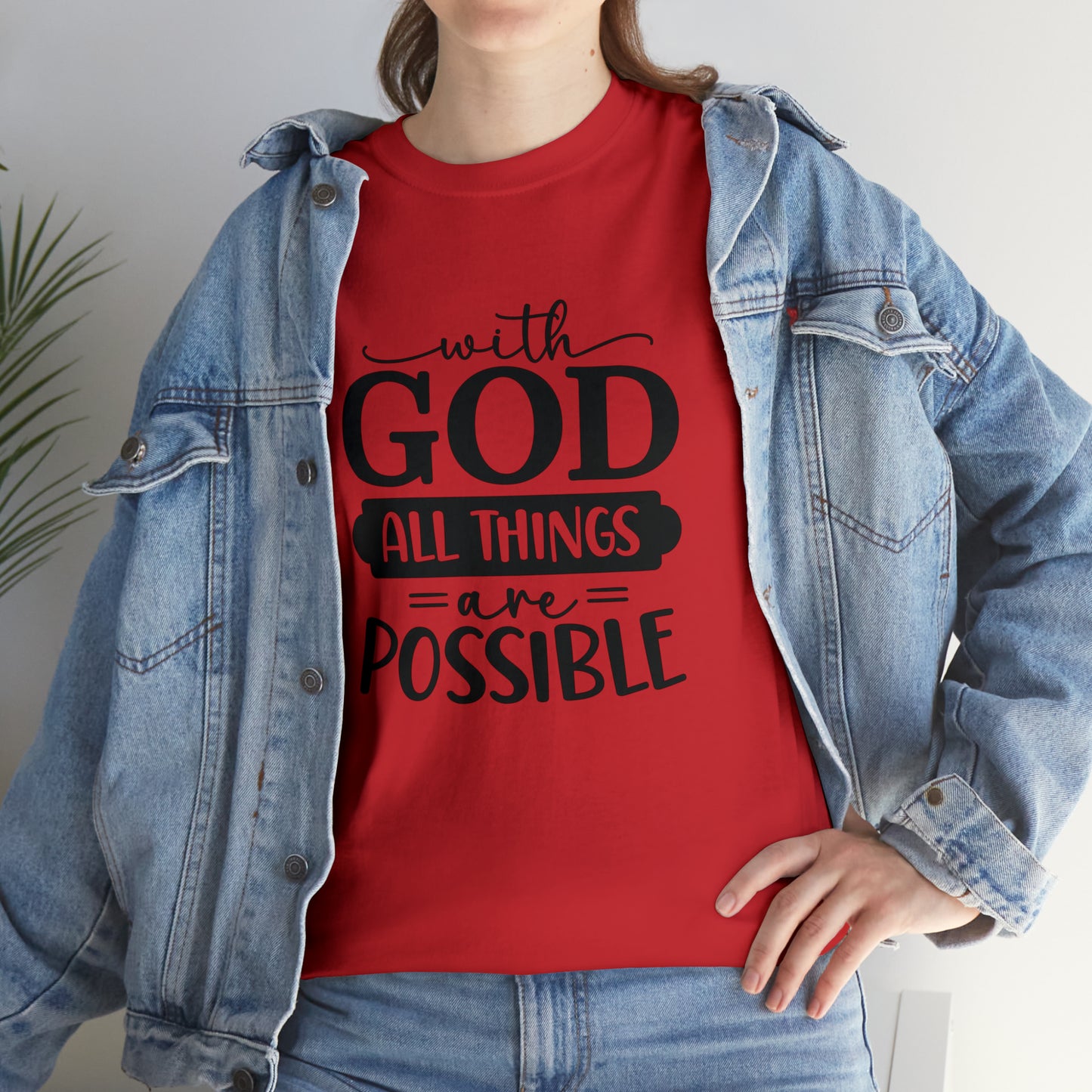 With God All Things Are Possible Unisex Heavy Cotton Tee - Black Print