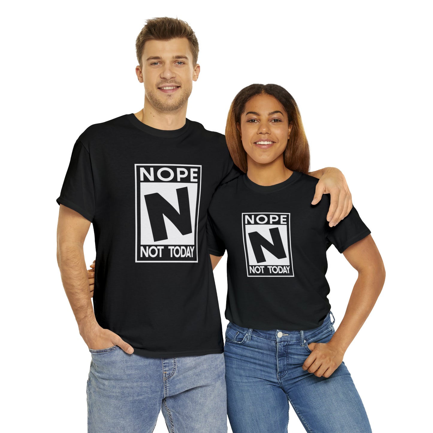 Nope Not Today rated N Unisex Heavy Cotton Tee - Wht Print