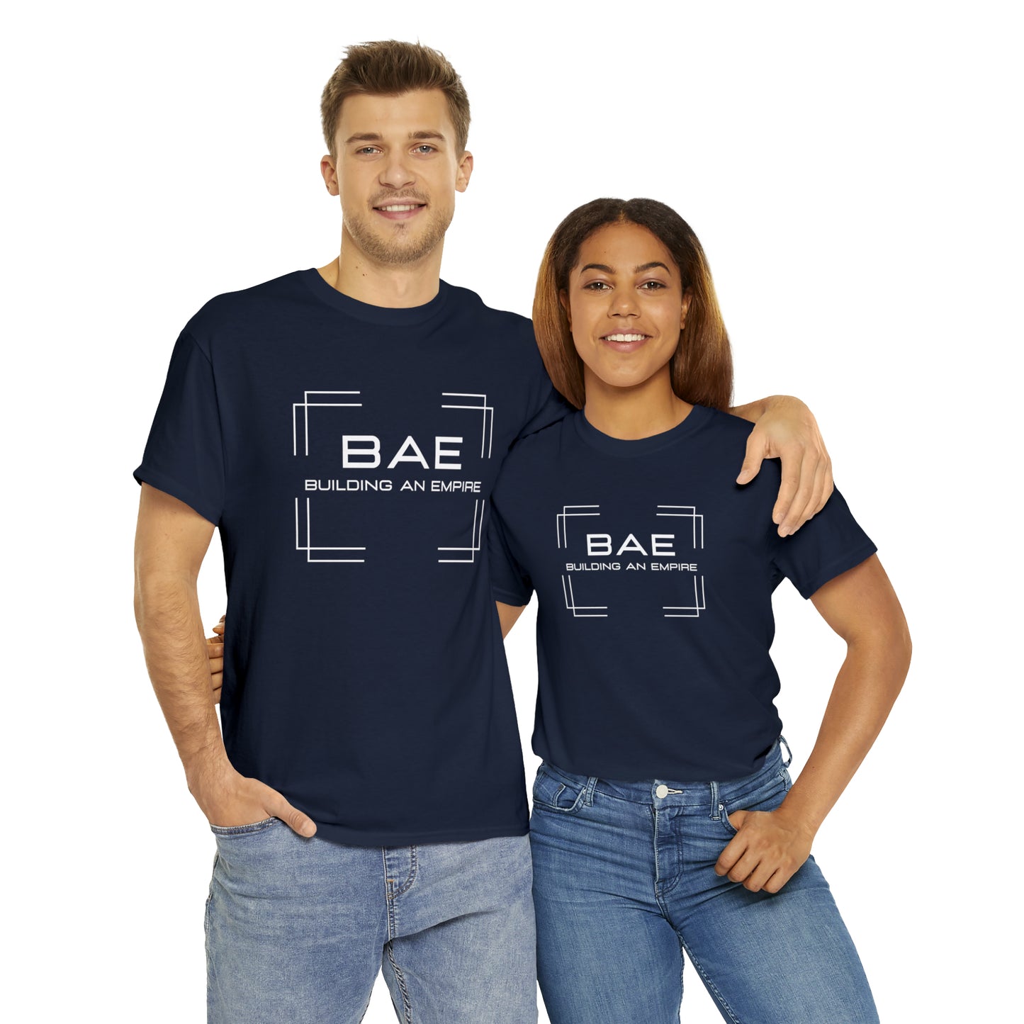 BAE Building An Empire Unisex Heavy Cotton Tee -White Silver Letters - Square