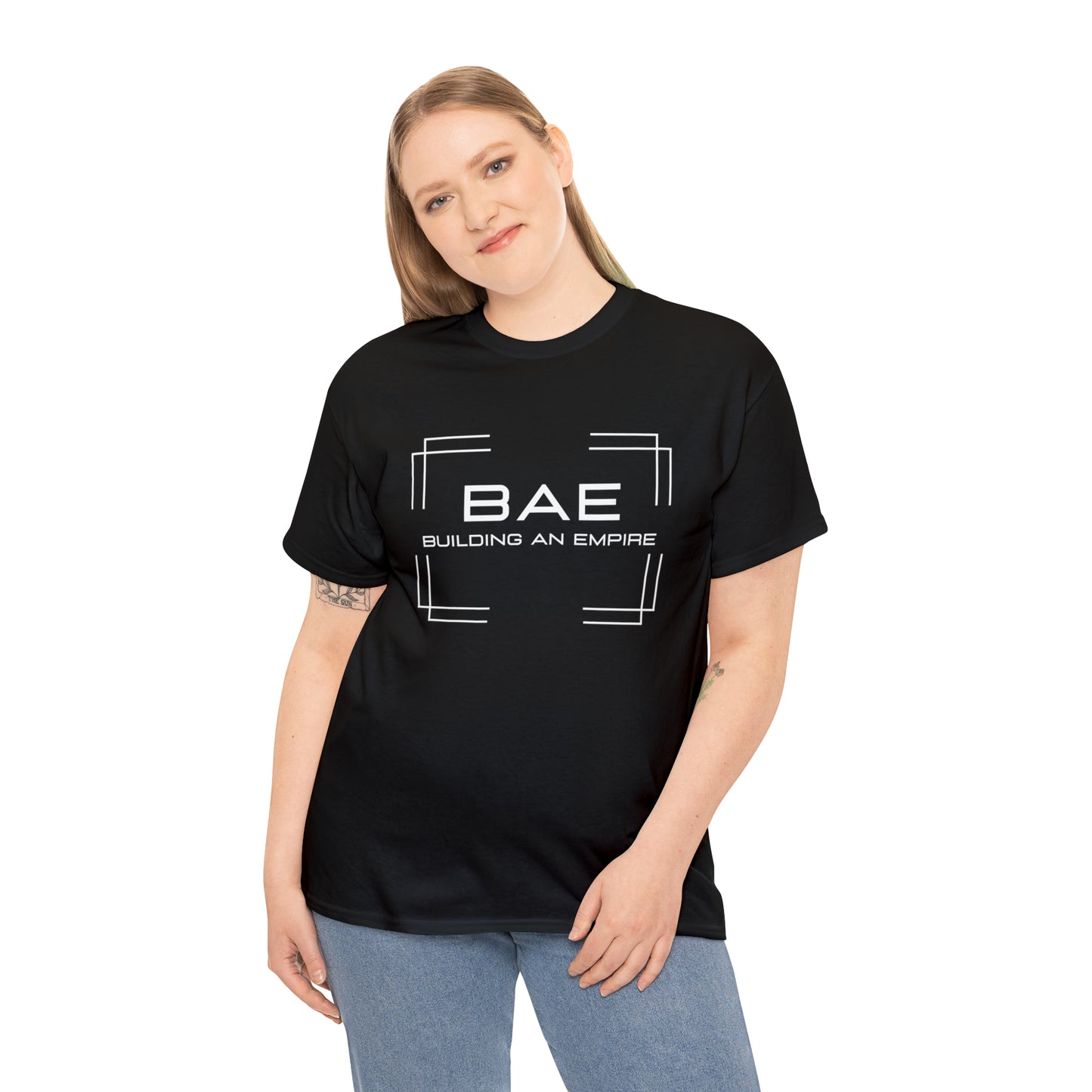 BAE Building An Empire Unisex Heavy Cotton Tee -White Silver Letters - Square