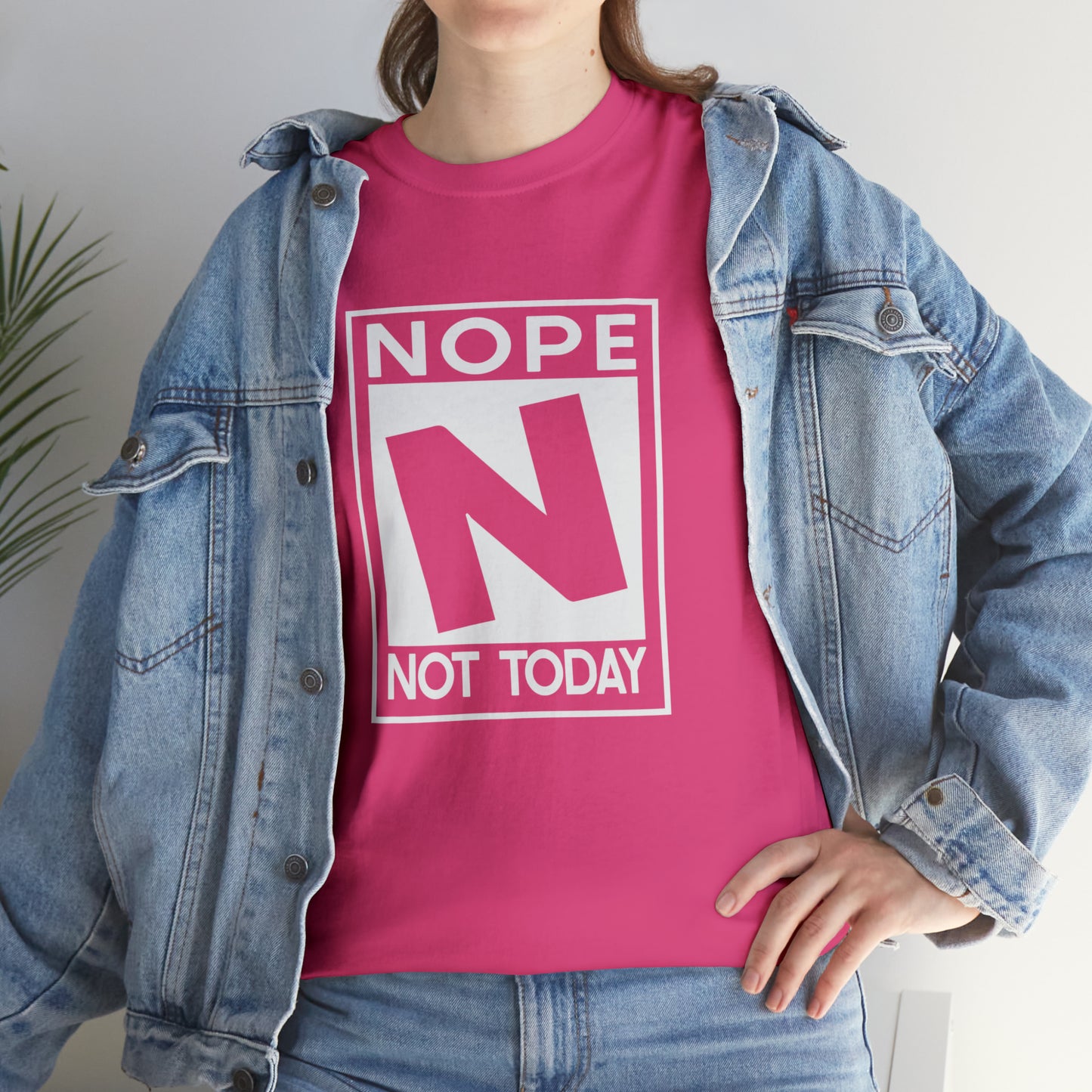 Nope Not Today rated N Unisex Heavy Cotton Tee - Wht Print