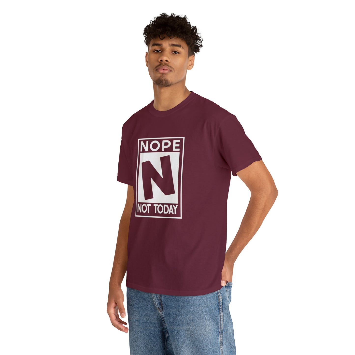 Nope Not Today rated N Unisex Heavy Cotton Tee - Wht Print