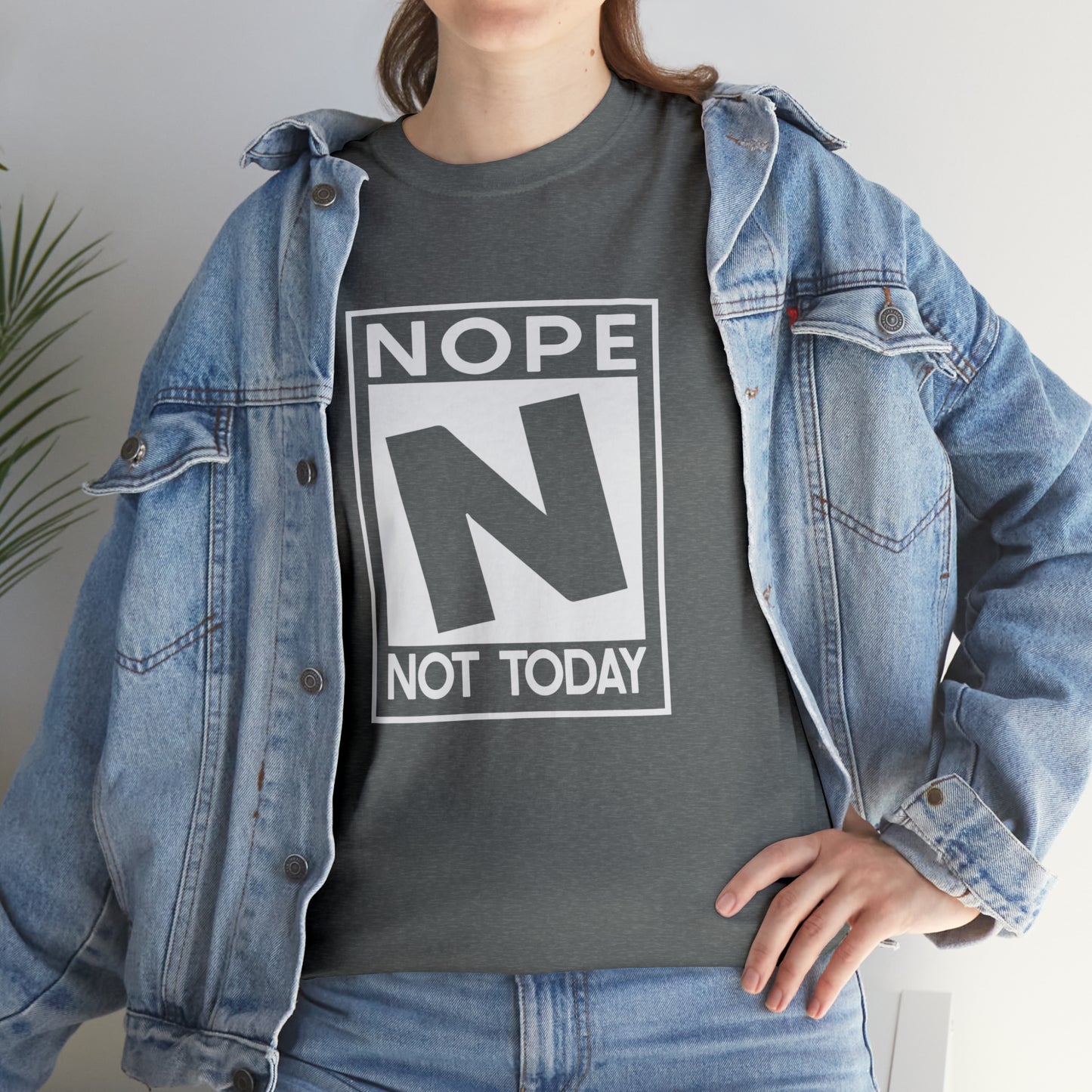 Nope Not Today rated N Unisex Heavy Cotton Tee - Wht Print