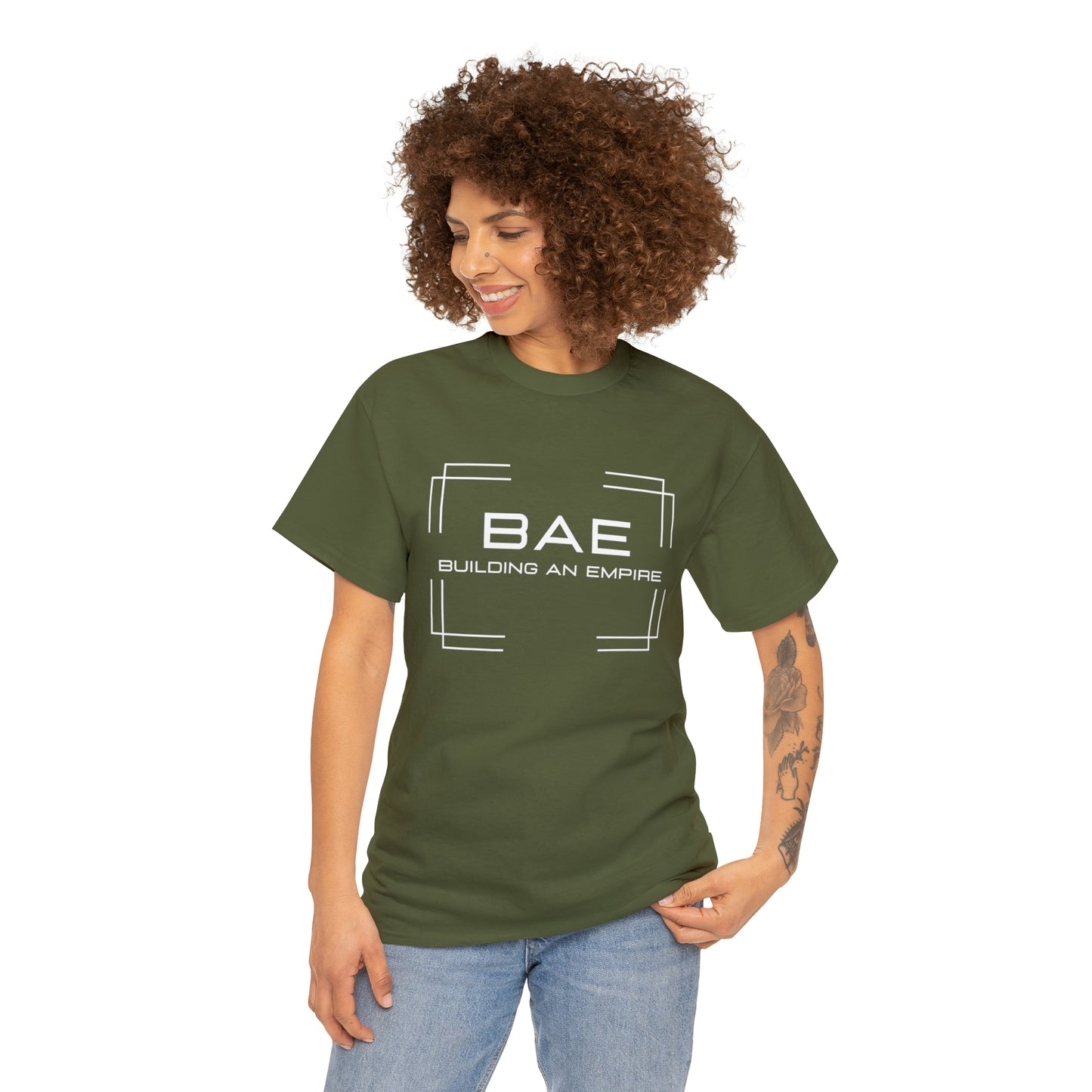 BAE Building An Empire Unisex Heavy Cotton Tee -White Silver Letters - Square