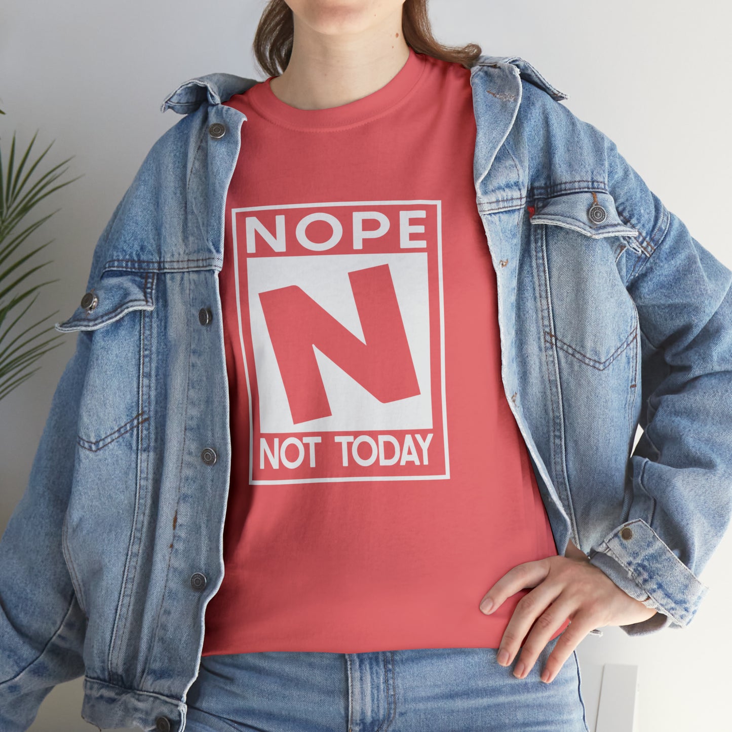 Nope Not Today rated N Unisex Heavy Cotton Tee - Wht Print