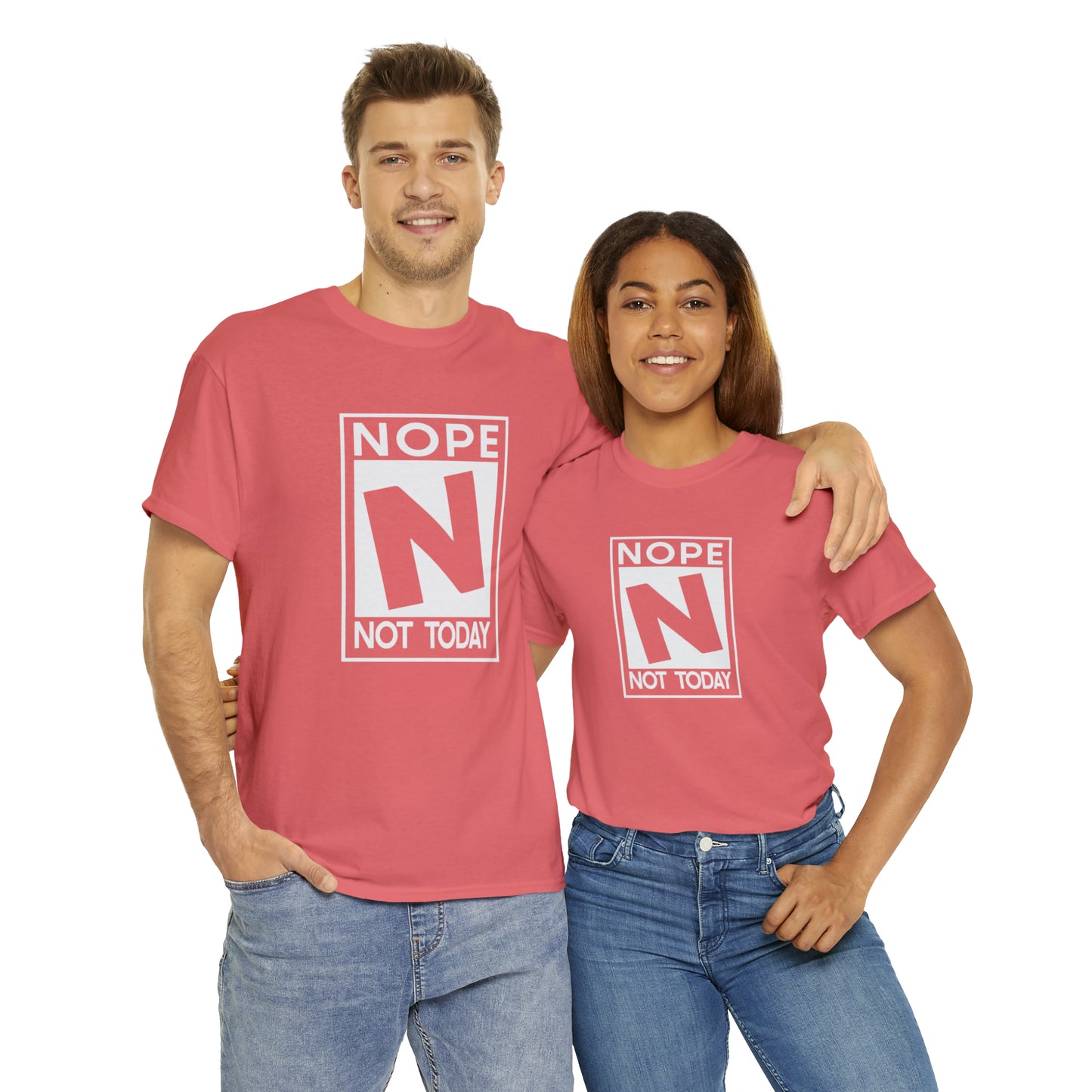 Nope Not Today rated N Unisex Heavy Cotton Tee - Wht Print