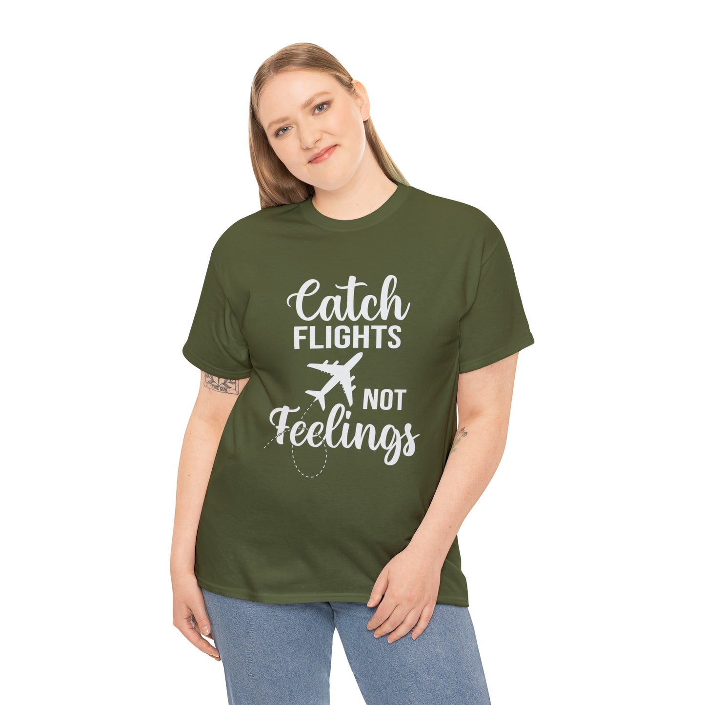 Catch Flights Not Feelings Unisex Heavy Cotton Tee