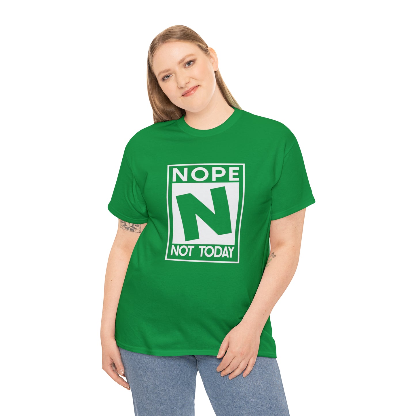 Nope Not Today rated N Unisex Heavy Cotton Tee - Wht Print