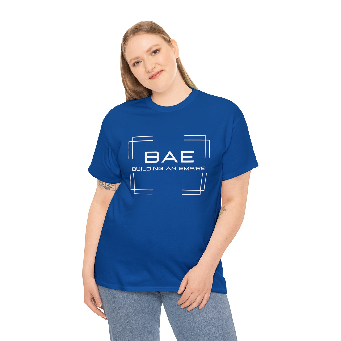 BAE Building An Empire Unisex Heavy Cotton Tee -White Silver Letters - Square