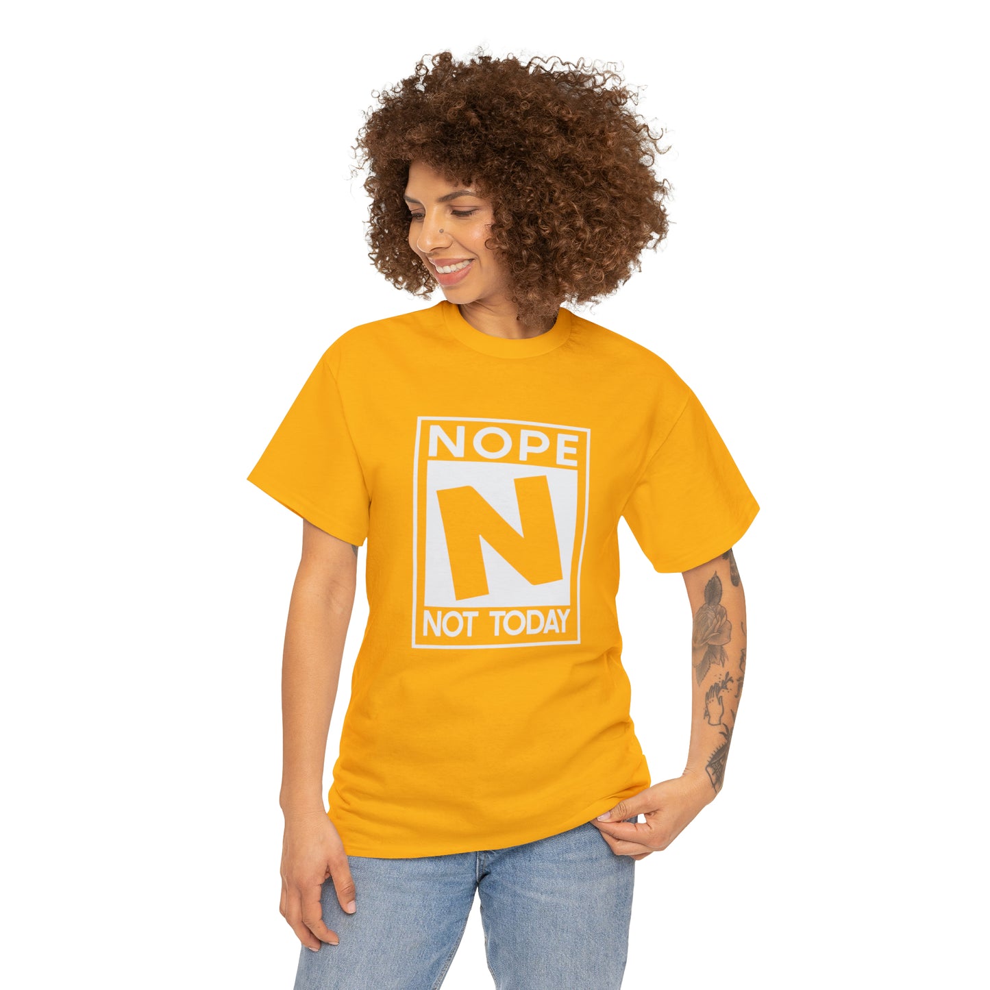 Nope Not Today rated N Unisex Heavy Cotton Tee - Wht Print