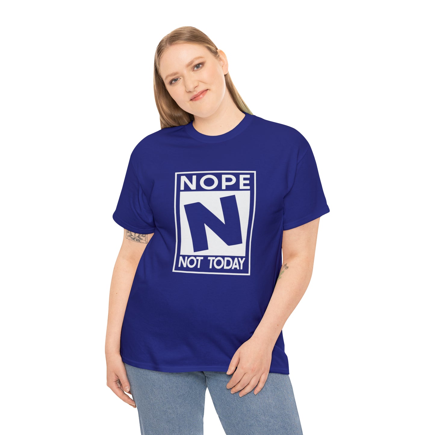 Nope Not Today rated N Unisex Heavy Cotton Tee - Wht Print