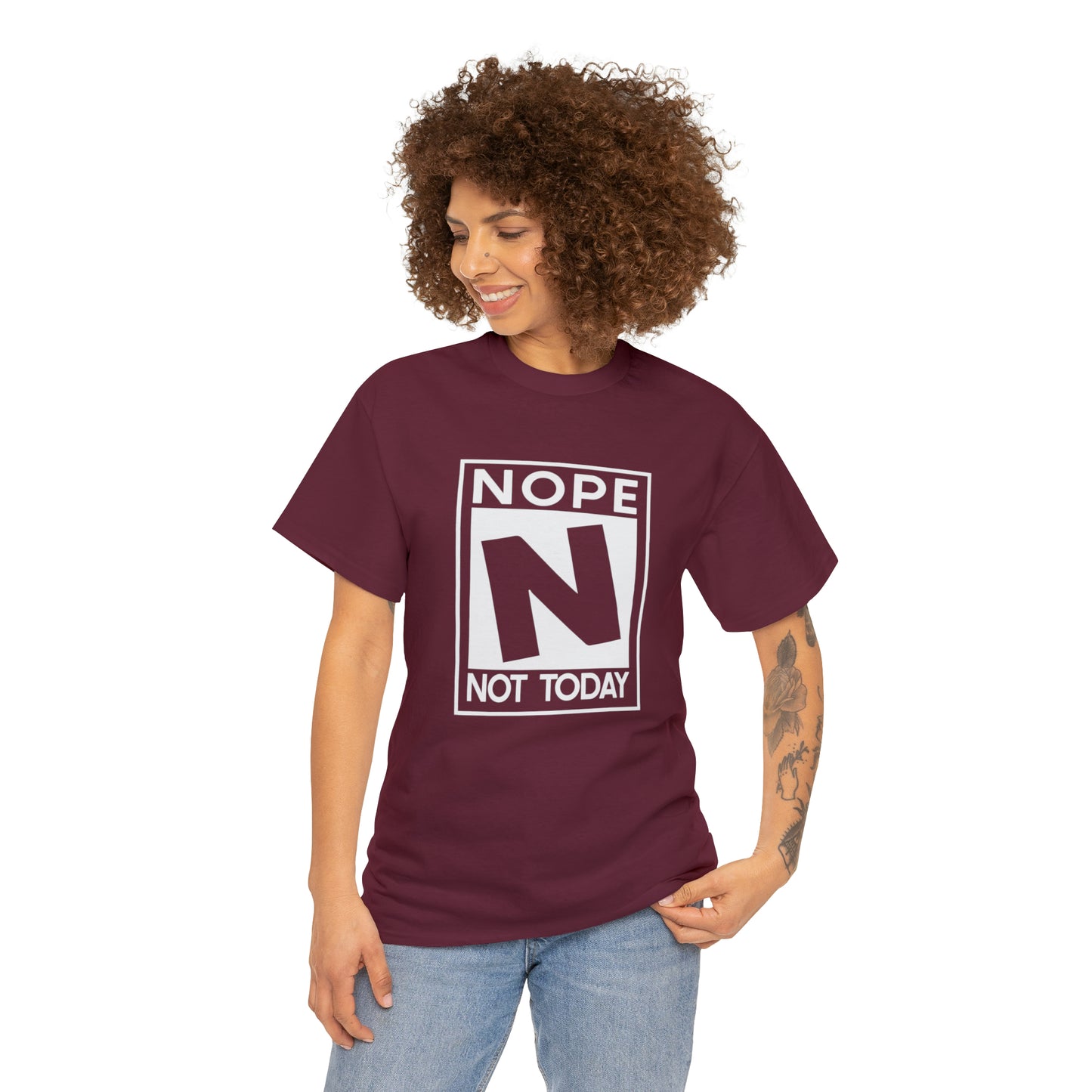 Nope Not Today rated N Unisex Heavy Cotton Tee - Wht Print