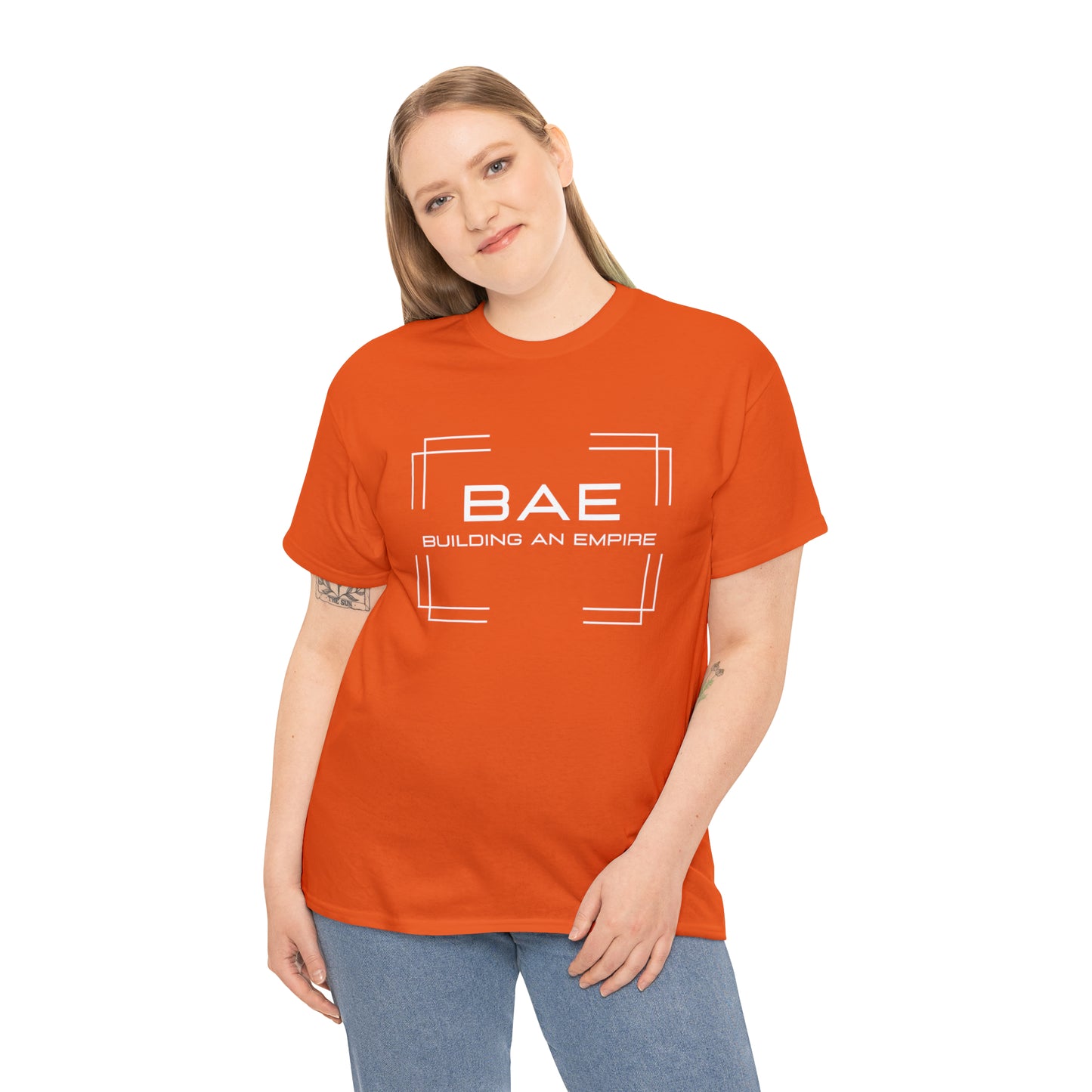 BAE Building An Empire Unisex Heavy Cotton Tee -White Silver Letters - Square